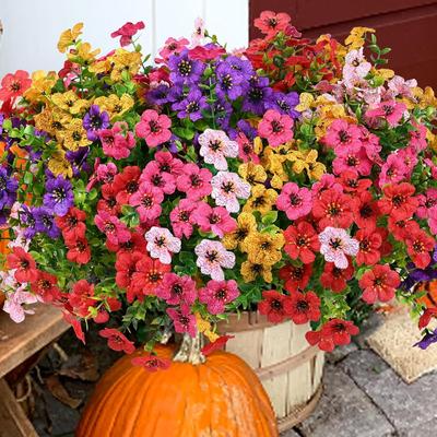 Künstliche Blumen für Außen, UV-beständige künstliche Seidenblumen, realistische künstliche Pflanzen für draußen, drinnen, Veranda, Terrasse, Balkonkasten, Pflanzgefäß, Heimdekoration