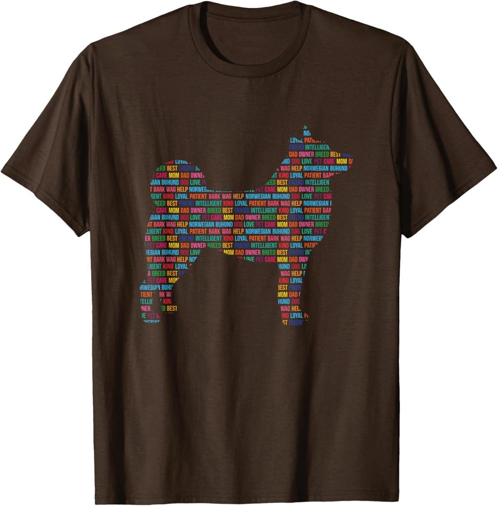 Norwegian Buhund Word Cloud Silhouette Graphic Print Men's Cotton T-Shirt Casual Trip Tee