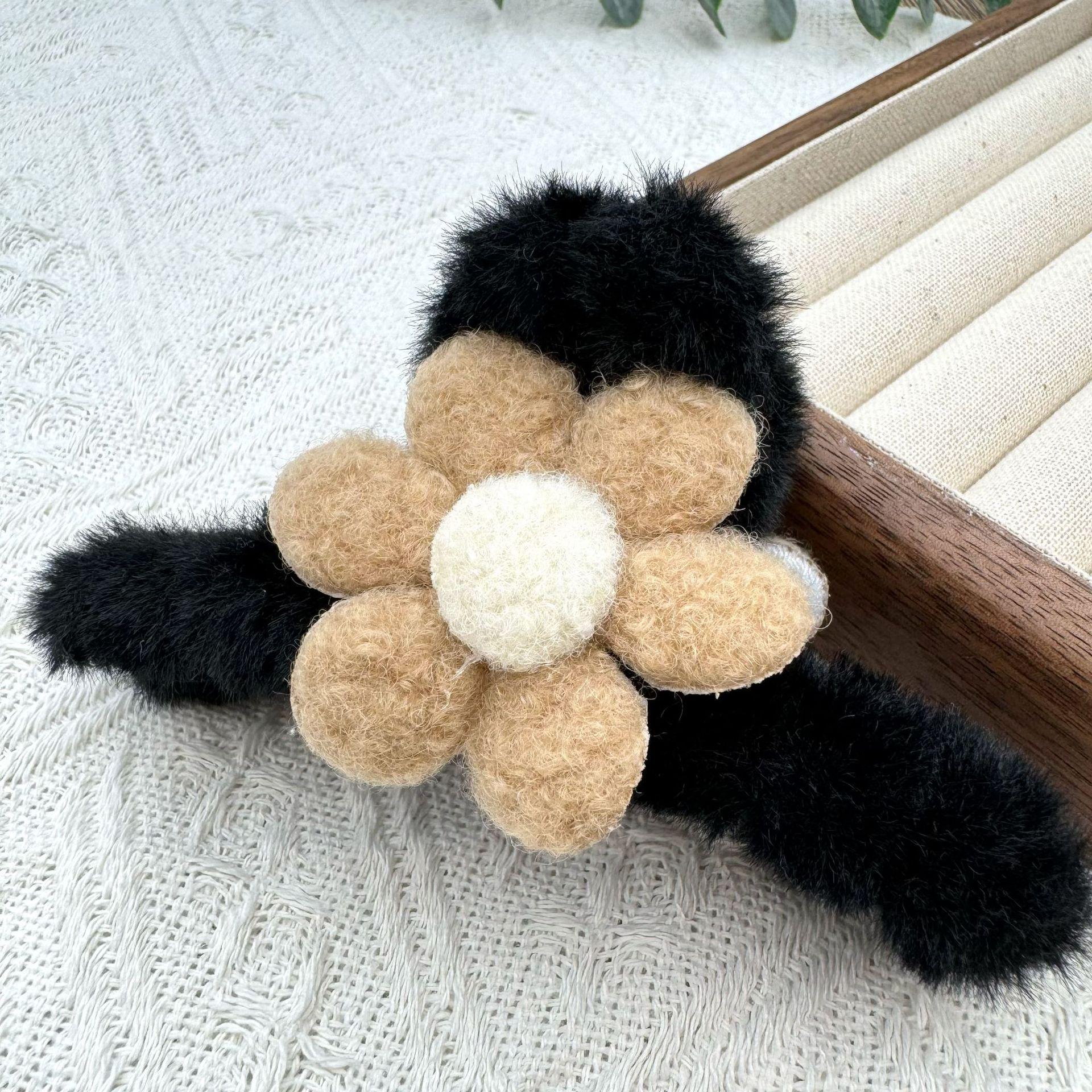 

Заколка-краб Myelard французский плюш цветочная: Большой размер осенне-зимняя заколка-акула для женщин