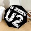 1pc I LOVE U2 [Automatic Folding Umbrella] Durable Iron Frame & Rod, Portable Folding, All Seasons, Home Travel Outdoor, Makes a Great Holiday Gift yy