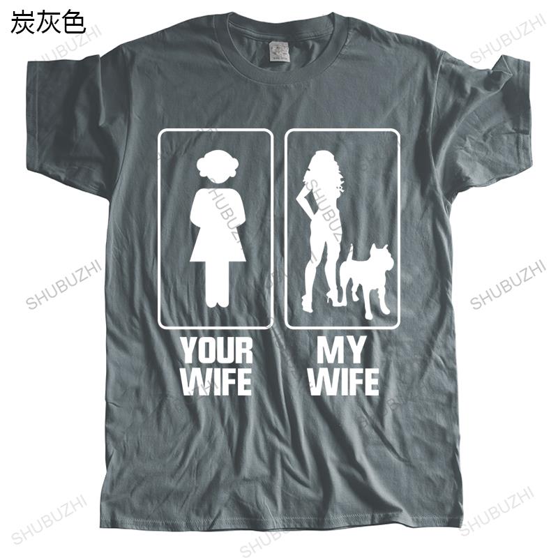 Mens Brand Tshirt Male Cotton Funny T-shirt Gift Tops Your Wife My Pitbull Pit Bul Unisex Tee-shirt Casual Loose Cool Style Tees
