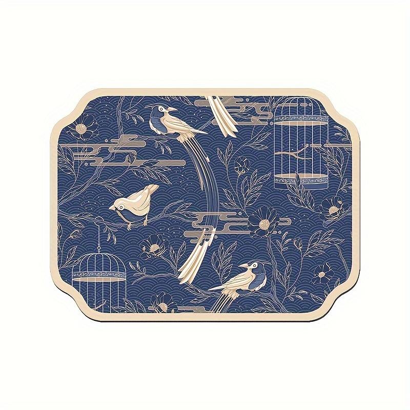 

1 шт. Кухонный коврик для сушки посуды, настольный коврик для сушки чашек, водонепроницаемый нескользящий нестираемый настольный коврик для сушки, настольный коврик для обеденной тарелки синий