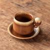 Handmade Retro Ceramic Coffee Cup and Saucer Set - Creative, Simple Design