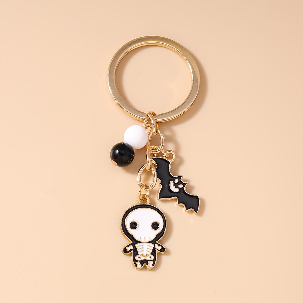 New Enamel Halloween Keychain Ghost Bat Key Ring Pendants for Women Girls Handbag Decor DIY Keychain Halloween Gift