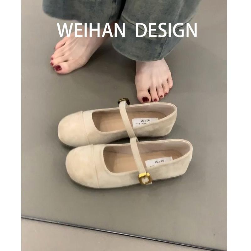 

Ретро туфли Мэри Джейн с неглубоким вырезом, женские туфли-лодочки с круглым носком, замшевой плоской подошвой и мягкими дуду 35 абрикосовый