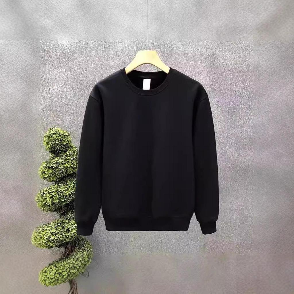 Men's 2025 Korean Style Loose Round Neck Solid Color Long Sleeve Hoodie