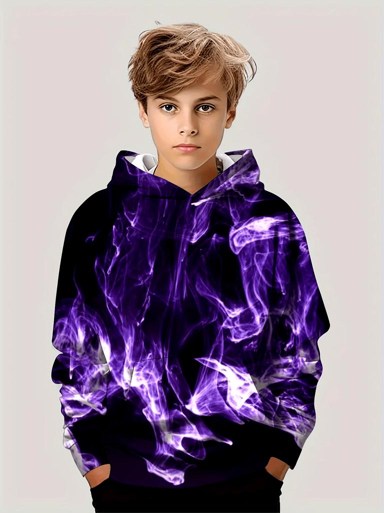 Kinderkleidung Jungen Hoodies Langarm 3D Flammendruck Kinder Frühling Herbst Kleidung Beiläufige Stilvolle Junge Mädchen Kleidung Pullover Tops