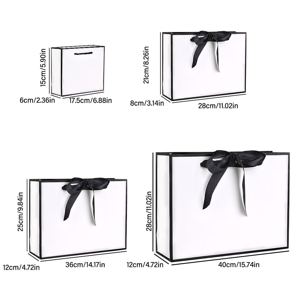Vícerozměrná papírová taška, bílá a černá, ruční nákupní taška, dárkové balení, taška na balení