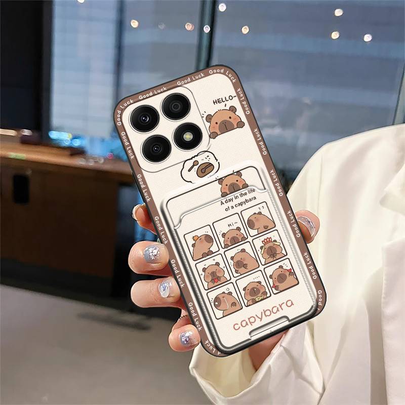 Shockproof Cartoon Phone Case For Honor X8a 4G Soft Case Cover Card Slot Silicone Protective Full Wrap Cute Back Cover