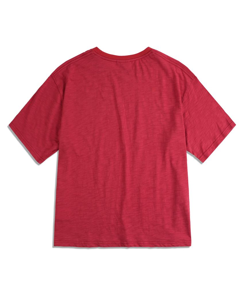 MUDSALT Crop Salt Slub Short Sleeve T-Shirt Red