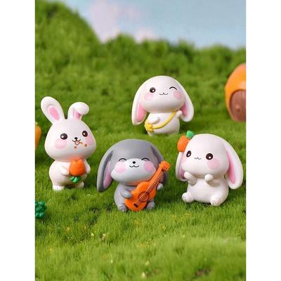 1 Set (4 Pcs) Rabbit Miniature Figurines | Cute Resin Showpiece | Gift for Him/Her, Home, Bedroom, Living Room,