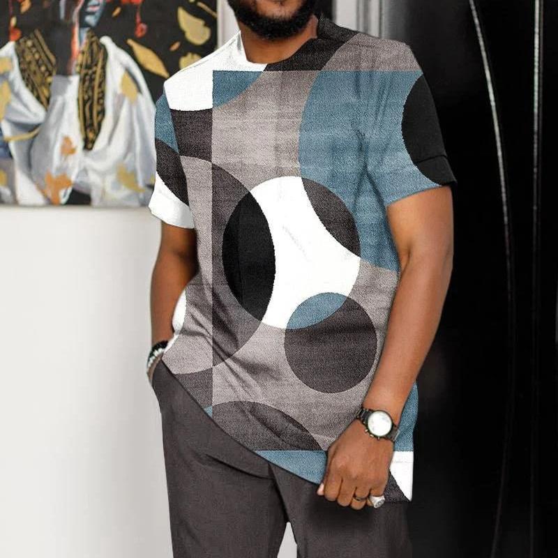 

Летние футболки с круглым вырезом и 3D-цифровой печатью, мужские футболки с контрастной краской, модные полосатые топы с короткими рукавами 6XL