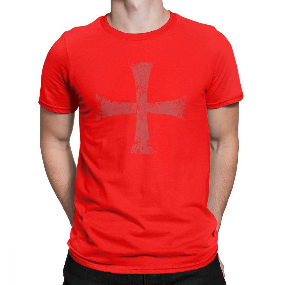 Herren T-Shirt Distressed Kreuzritter Templerorden Kreuz T-Shirts Premium Baumwolle T-Shirt Rundhals T-Shirt Kurzarm Kleidung Übergröße
