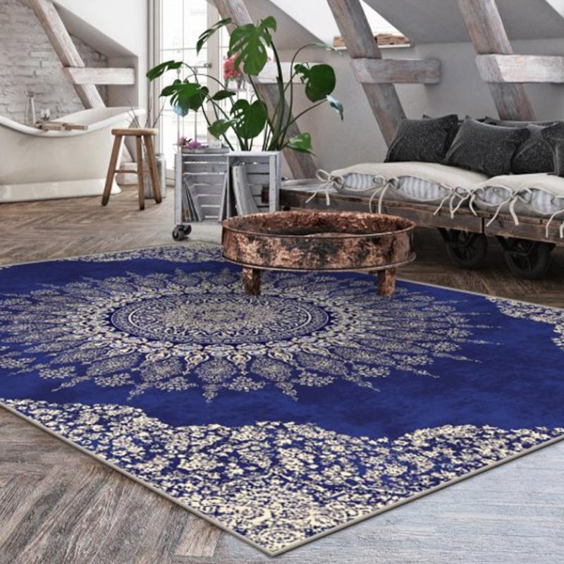 Large Area Living Room Decoration Retro Style Carpet Washable Lounge Floor Mat Anti-slip Study Rug Light Luxury Rugs for Bedroom