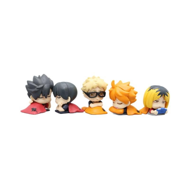 5Pcs/Set Anime Haikyuu Mini Sleeping Figure Hinata Shoyo Tobio Kageyama Ornaments  Model Toys Gift