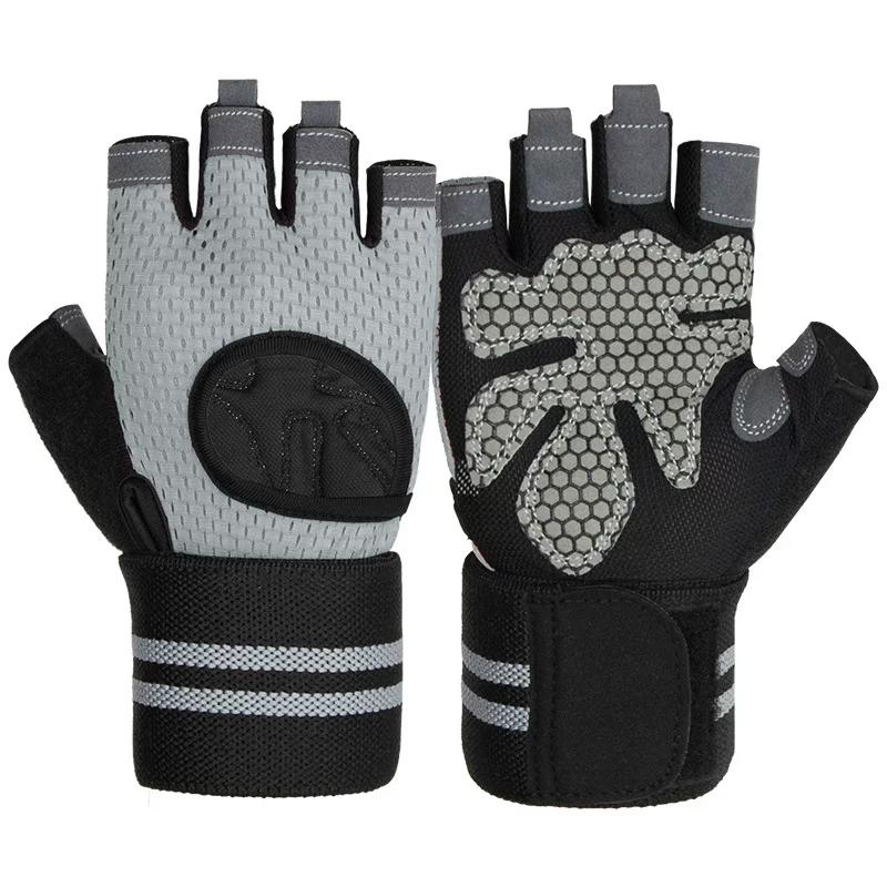 Fitness Band Wrist Gloves Running Mountaineering Anti-Wear Half Finger Gloves Training Outdoor Cycling Sports Fitness Gloves
