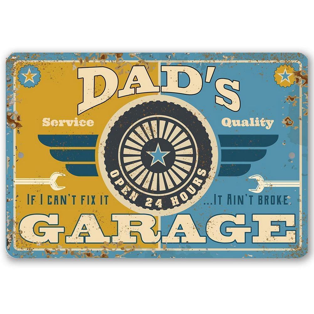 Dad's Garage Workshop Repair Shop 24 Hours Service Vintage Metal Tin Signs Retro Iron Picture Bar Cafe Garage Gym Pub Decor