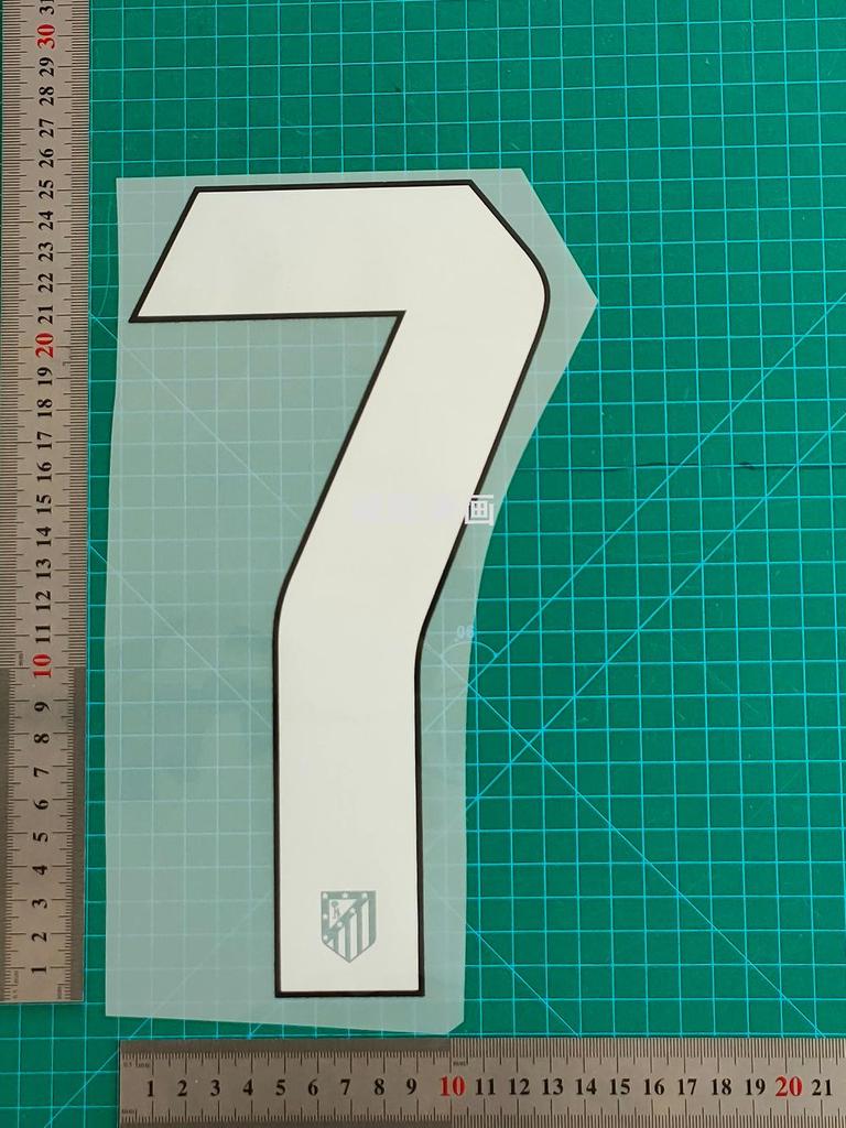 Atletico Madrid 25-26 Away Jersey Number and Letter Heat Transfer Stickers, B Grade, Adult Size