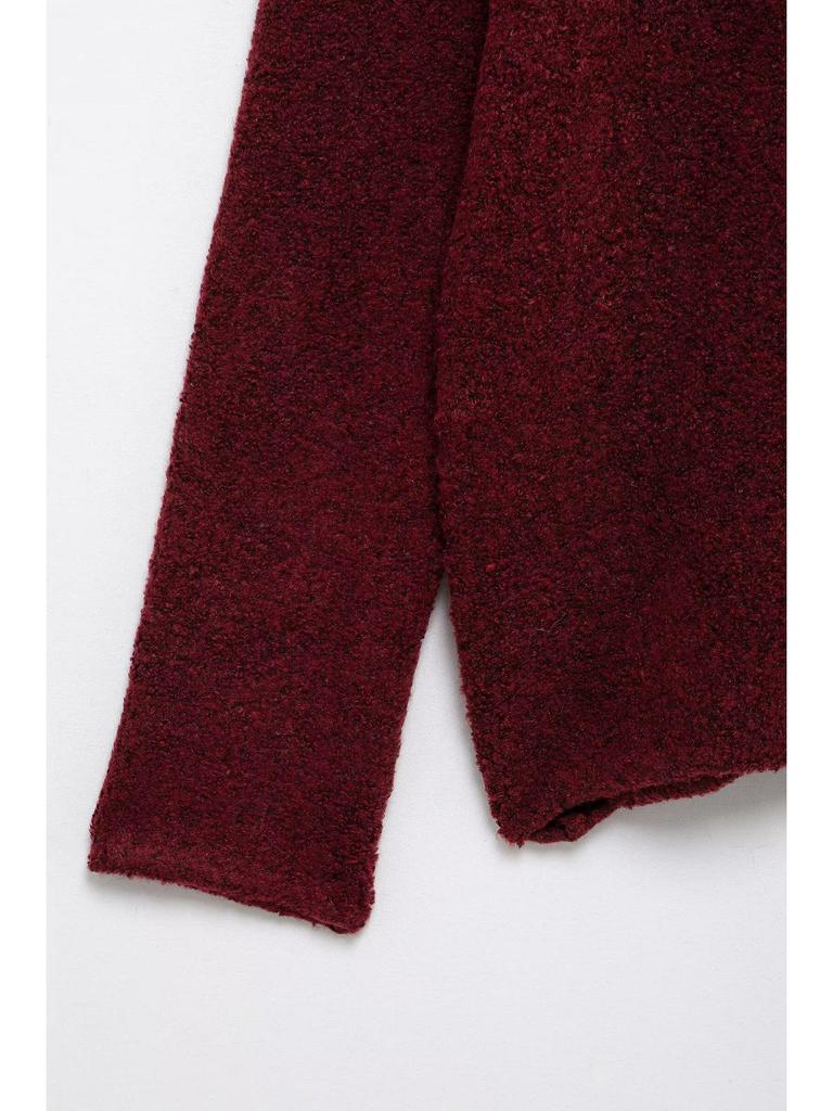 European & American Style Women's Faux Fur Knitted Cardigan with Floral Buttons