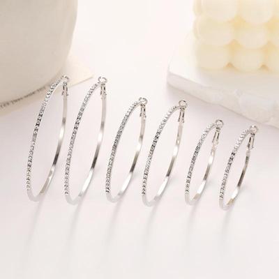 Exquisite Rhinestone Hoop Earrings for Women - Fashionable & Elegant Design