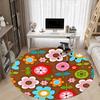 1pc Floral Pattern Chair Carpet for Office, Round Polyester Mat, Indoor Decor for Office, Easycare Fabric, Washable Non-slip Area Carpet
