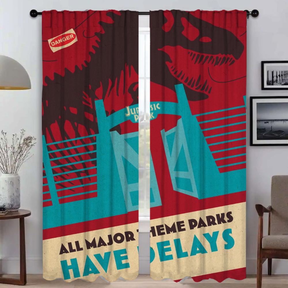 

Парк Юрского периода Современные шторы для гостиной 2 шт. Шторы для спальни Шторы для украшения Хэллоуина Разделительная оконная занавеска W50xH70cmx2pcs-CL