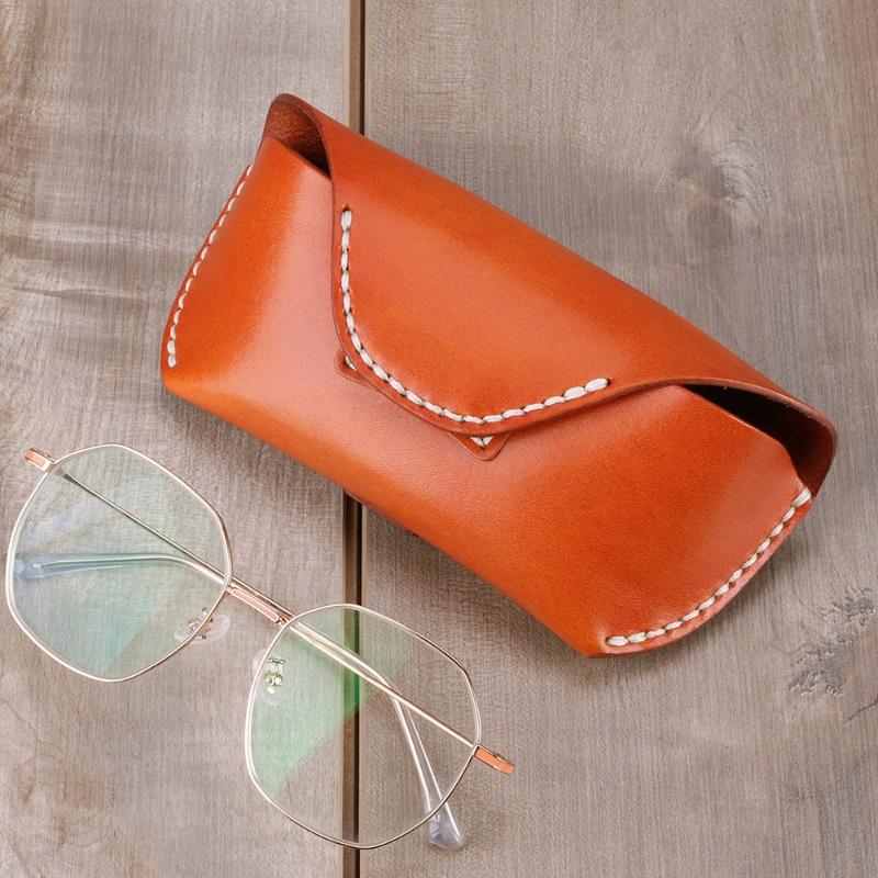 JOGUJOS Genuine Leather Glasses Case Retro Sunglasses Sunglasses Universal Cowhide Glasses Bag Portable Anti-pressure Glasses Case