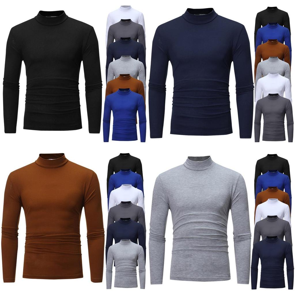 Men's Warm High Neck Solid Color Pullover Jumper Sweater For A Stylish Look
