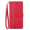 For Realme GT 7 Pro 5G Zipper Wallet Case with Strap Flower Imprint PU Leather Phone Cover
