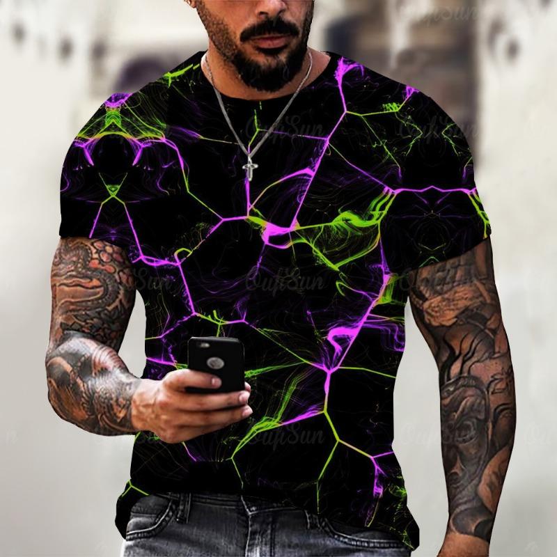 2024 Summer New Men's T-Shirt Casual Lightning Cool 3D Digital Printed T Shirts for Men Short Sleeve Tee Oversized Men Clothing