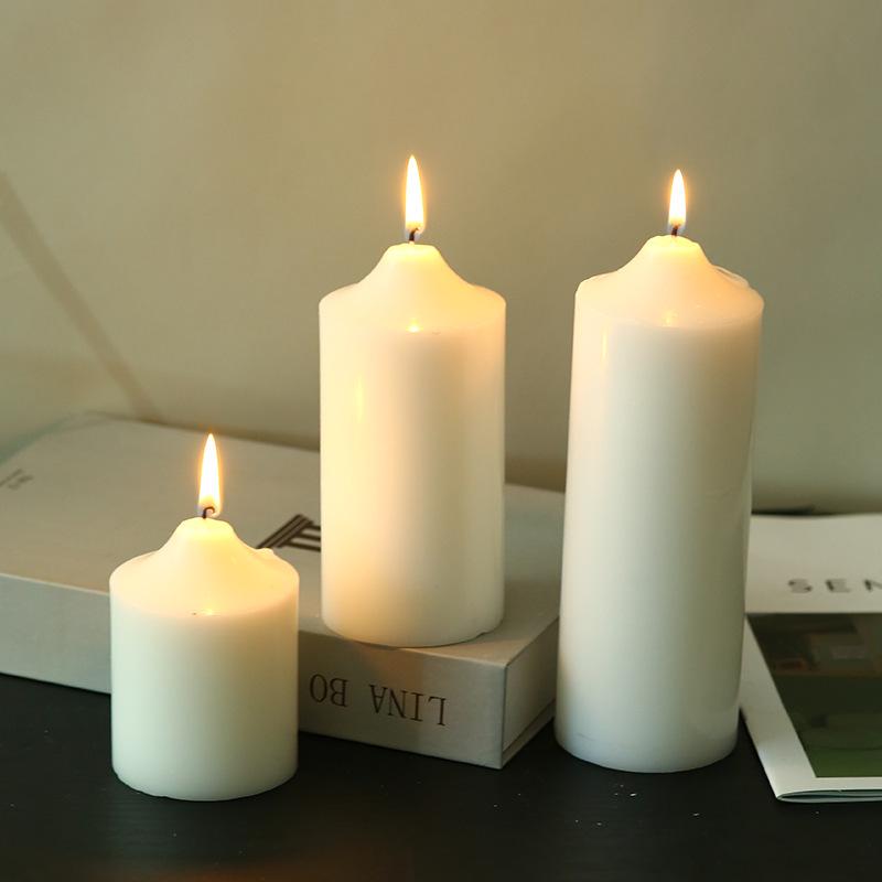 Ivory Smokeless Pillar Candle for Emergencies, Dinner, Birthdays & Weddings - Durable Cylindrical Design