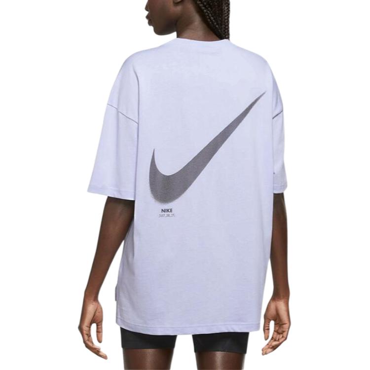Nike Sportswear Drop Shoulder Sleeve T Shirt Women's Mist Gray Blue DV8023-536