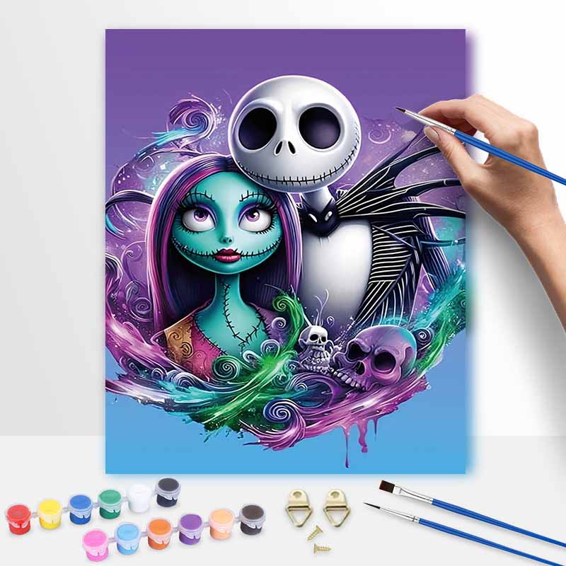 Disney Oil Painting Painting Art The Nightmare Before Christmas Jack Sally Handmade Diy Painting Home Decoration Gift