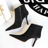 Shoes Suede Ankle Boots For Women Heels Winter Boots Pointed Stilettos High-heeled Boots Side Zipper Black Short Boots