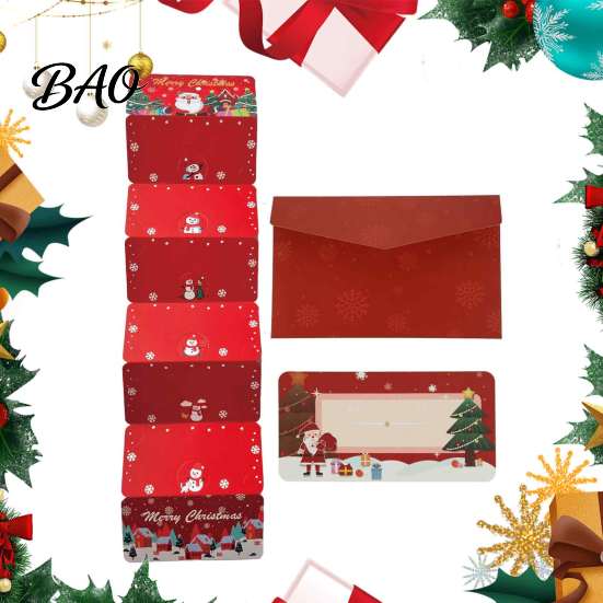 Holiday Greeting Card Holder Christmas Cash Gift Envelopes, 6 Slots Foldable Money Holder, DIY Booklet for Xmas Parties, Family Gatherings Party