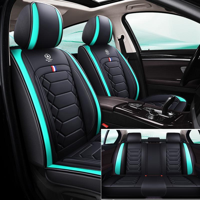 5-Seat Full Car PU Leather Seat Covers 3D Diamond Stitching Soft Comfortable Non-Slip Fit Most Cars All Season
