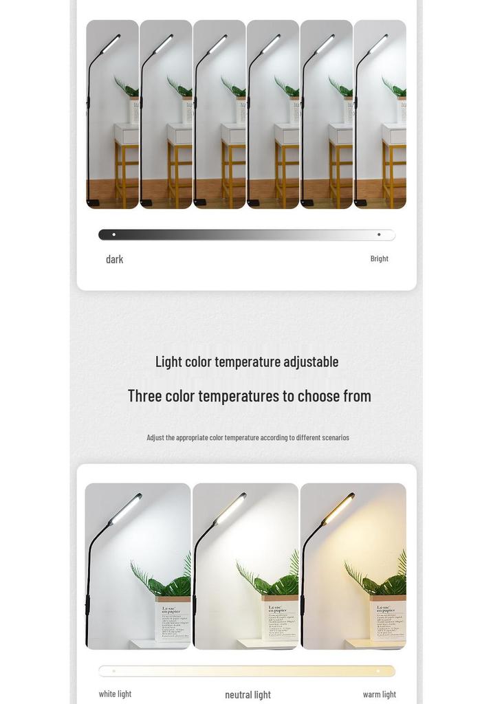 Adjustable LED Floor & Table Lamp with Remote Control, 3 Color Temperatures, 6 Brightness Levels.