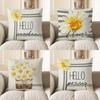 Home Decor Hello Sunshine Flower-Patterned Throw Pillow Pattern Cushion Cover Suitable For Sofa Bedroom Car Pillow Cover
