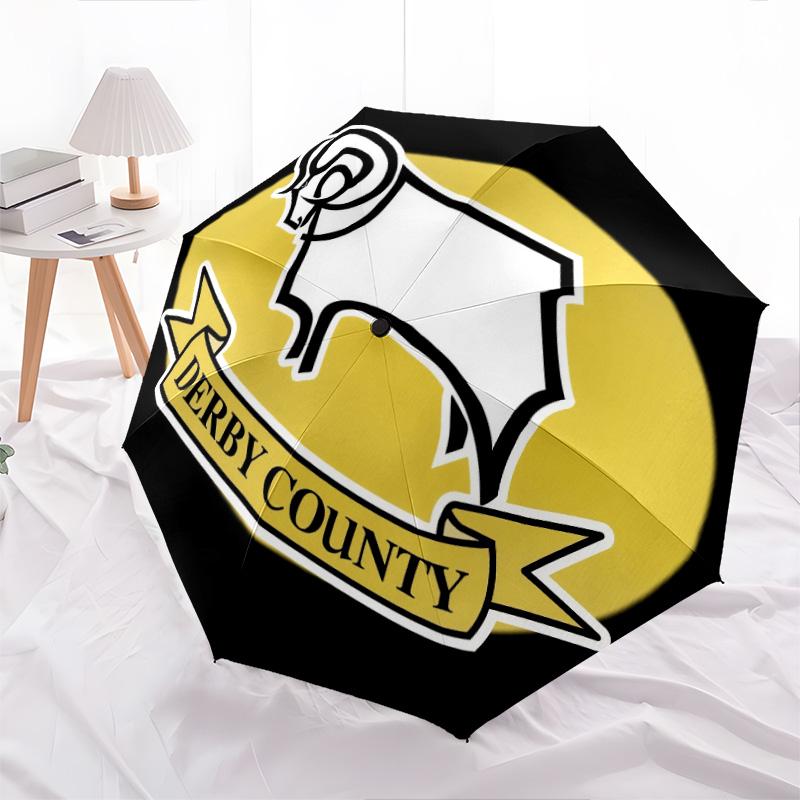 

Derby County Football Club pattern, automatic folding umbrella, portable and foldable design, 8 ribs, a Christmas or birthday gift.