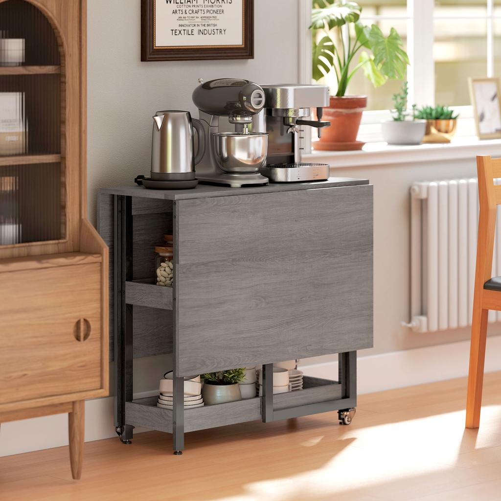 Four-Person Drop Leaf Table - Grey Wood-Effect