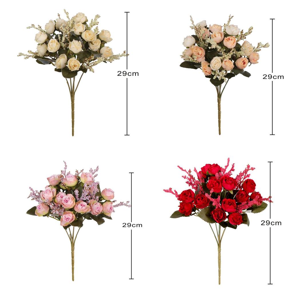 Rose Bouquet Artificial Flowers With Realistic Fabric For Living Room Decor And Wedding Centerpieces