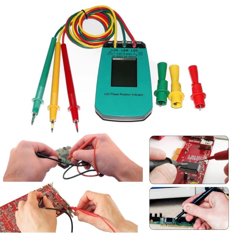 Three Phase Voltages Sequences Checkers 3 Phase Rotation Meter LED Indicator Detectors for Electrical Work