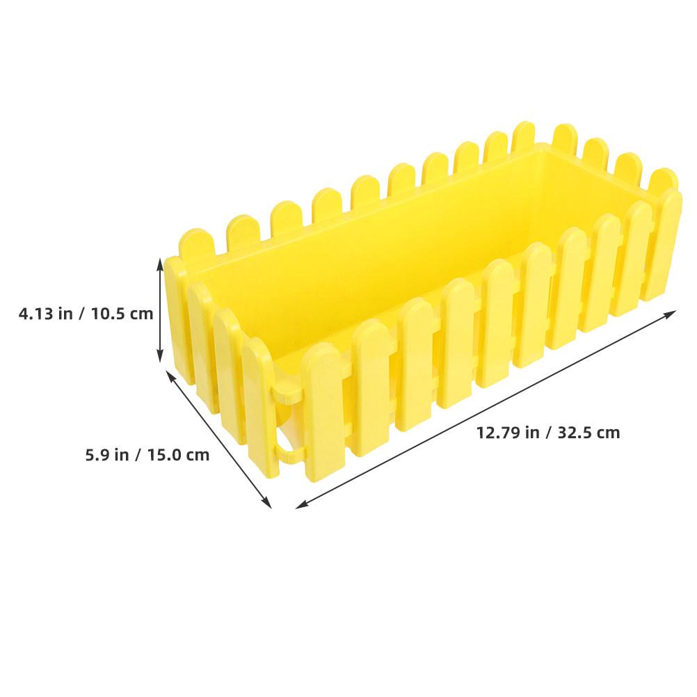 2Pcs Rectangular Plastic Flowerpot Fence Planter Box Window Flower Box for Outdoor Plants Succulent Cactus Bonsai Container жёлтый