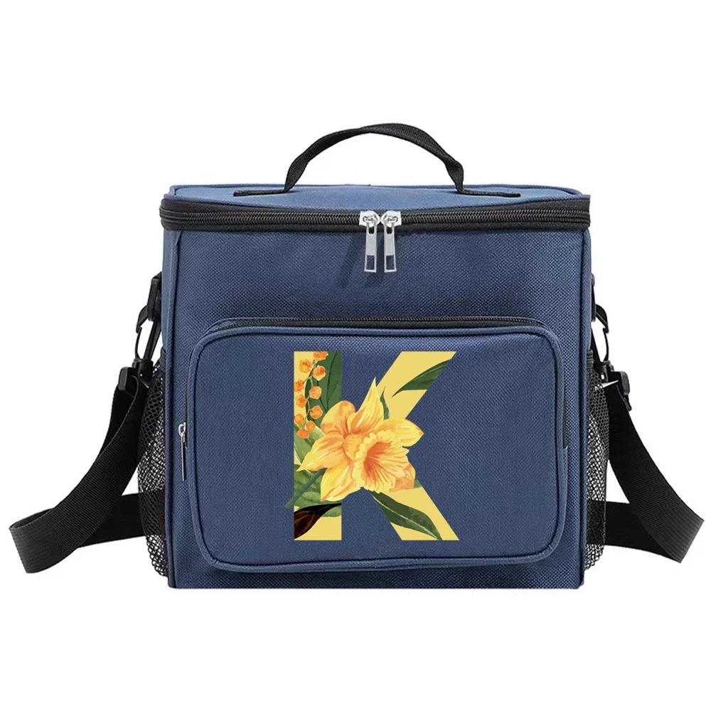 Lunch Bag Thermal Organizer Handbag Insulated Bags Cooler Box Camping Shoulder Storage Lunchbag for Men and Women Floral Series