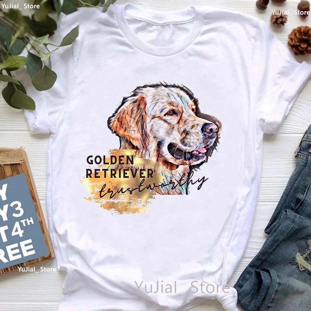 Golden Retriever Hunting Dogs Animal Print T Shirt For Girls Australian Shepherd Dog With Flower Tshirt Unisex Harajuku Shirt