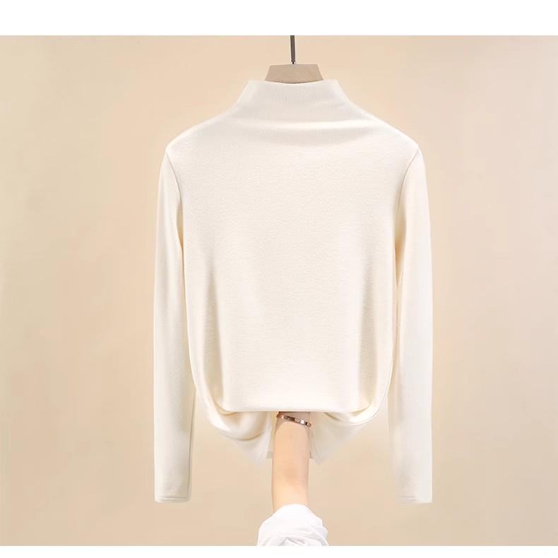 Women's Thermal Half-High Neck Brushed Long-Sleeve Base Layer Top for Autumn/Winter
