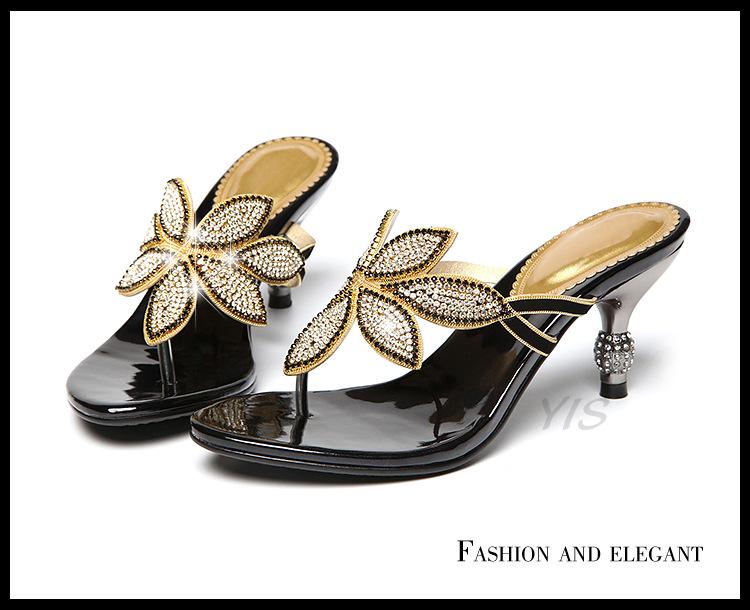 Fashion Sandals 2024 New Style Rhinestone Summer Bohemian High-heeled Stiletto Fashion Flip-flops
