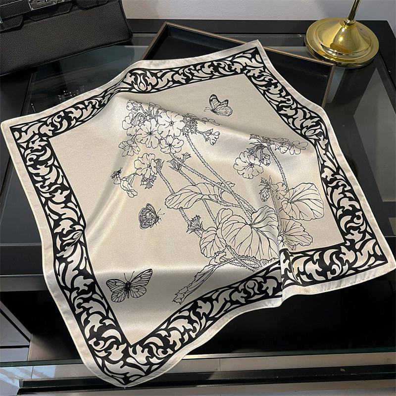 New 100% Natural Real Silk Scarf Women Bandana Square Scarves Wrap Kerchief Mulberry Spring Fashion Luxury High Quality Hijab