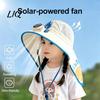 Toddler Sun Protection Hat Kids Cap with Built-in Solar Fan, Wide Brim Cooling Fan Hat, Breathable Mesh Fabric Summer Cartoon Pattern, Shawl Design