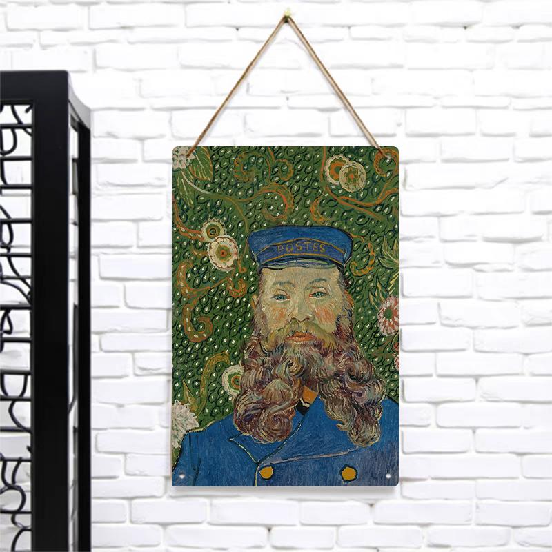 

Van Gogh Style Postman Portrait Metal Wall Art Vintage Oil Painting Texture Home Decor Living Room 7.9x11.8In(20x30cm)